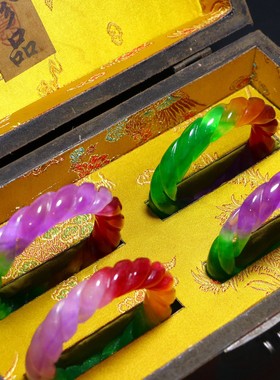 缅甸翠玉手镯高冰多彩麻花手镯扭丝麻花玉镯女款时来转运玉石镯子