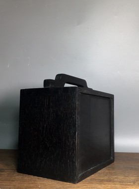 古董实木手工黑檀木首饰盒子摆件老白玉多宝箱子家用收纳盒储物盒