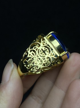 复古拉丝工艺羽毛戒指轻奢宫廷风大克拉鸟巢切彩宝饰品女