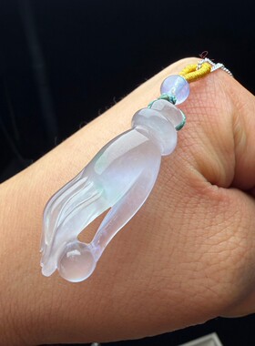 天然冰种翡翠吊坠高冰缅甸翡翠挂件观音玉掌上明珠男女款玉坠