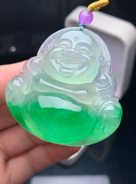 翡翠冰种翠阳绿色厚装大佛公玉佛大肚佛笑佛弥勒佛吊坠