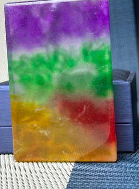 缅甸老翠玉冰种多彩方牌子大款山水牌吊坠男女同款大玉坠毛衣链