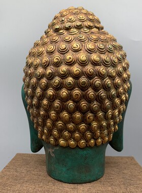 古玩古董民俗旧货仿松石佛首描金佛头家居装饰摆件老物件收藏