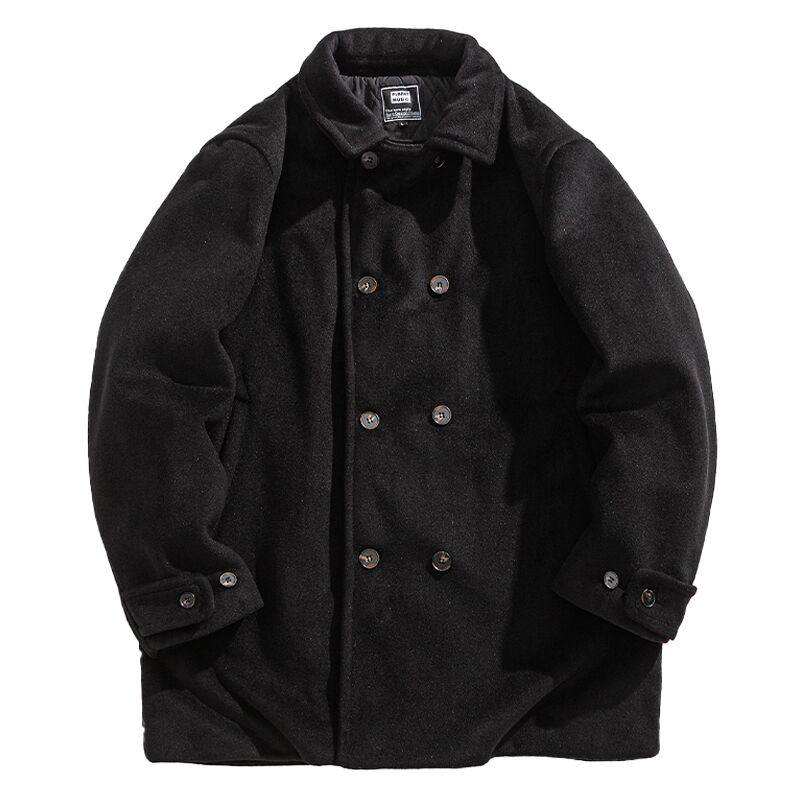 冬季复古双排扣填充绵羊毛中长款毛呢大衣男潮牌宽松加厚棉服外套,淘宝优惠券,粉丝福利购,淘宝优惠卷
