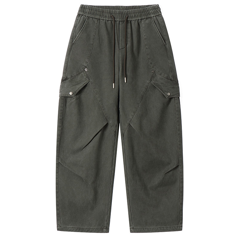 450G重磅解构设计加绒工装裤男秋冬新款宽松水洗质感加厚直筒裤潮,淘宝优惠券,粉丝福利购,淘宝优惠卷