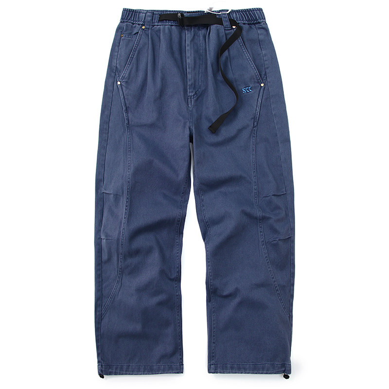 重磅380G水洗做旧弧线弯刀工装裤男秋冬宽松双褶纯棉直筒抽绳长裤,淘宝优惠券,粉丝福利购,淘宝优惠卷