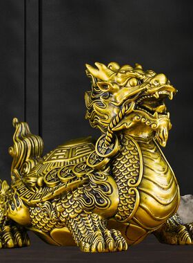 招财龙龟办公室纯铜龙头摆件工艺品八卦家居客厅黄铜玄关店铺装饰