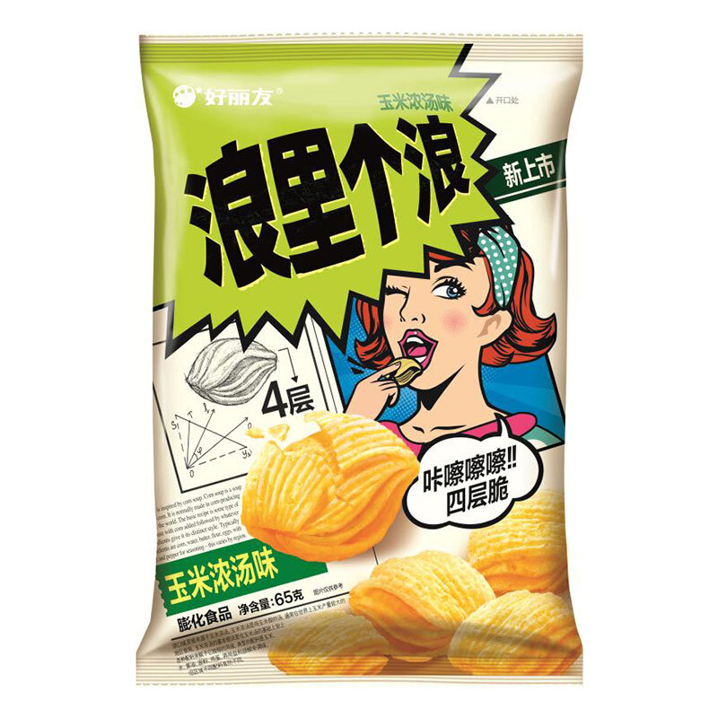 好丽友浪里个浪65g*6袋超大包整箱大米鲜虾味薯片网红休闲零食品_虎窝淘