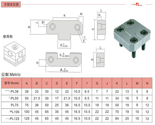 供应模具配件辅助器边锁PL38PL50PL75PL100PL125精定位块-图0