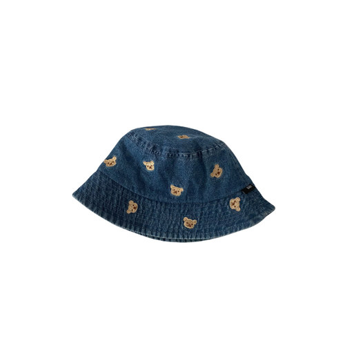 儿童渔夫帽春秋季洋气小熊刺绣牛仔水洗遮阳帽子1-3岁宝宝防晒帽2 - 图3