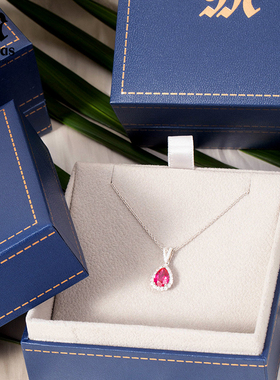 MALERAS培育红宝石S925银项链水滴项链