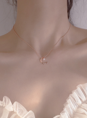 纯银星星月亮项链女小众设计感高级轻奢2026年新款生日礼物情人节