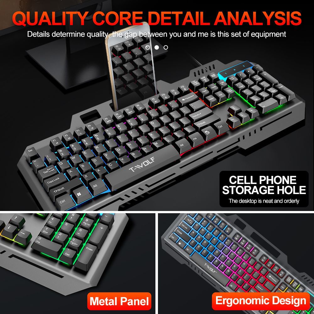 TF600 Wired Keyboard and Mouse Set Gaming Keyboard Mouse键盘-图1