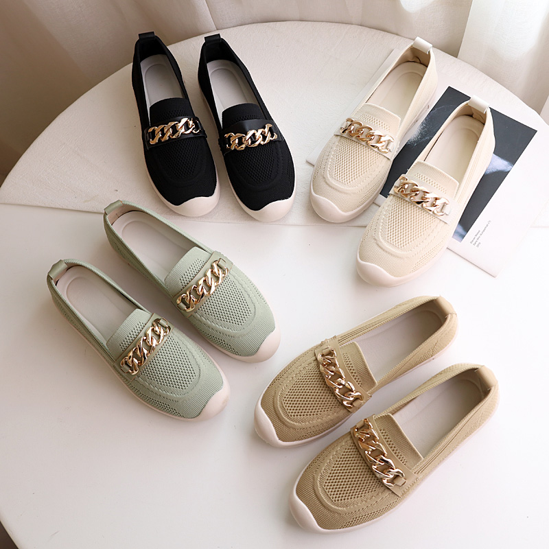 cumuggo旗舰店软底乐福鞋女春秋新款平底厚底舒适透气飞织百搭孕妇豆豆鞋子2