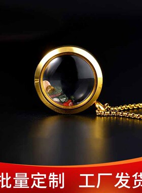 文创定 制唐卡吊坠迷你扎基拉姆绿度母黄财可打开钛钢嘎乌盒吊坠