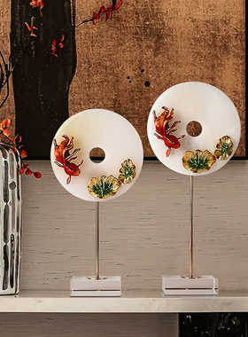 【平安扣】福运连年平安扣家居饰品珐琅彩玉石工艺品电视柜装饰品