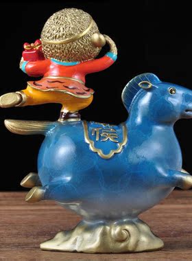 铜器工艺品摆件马上封侯家居客厅电视柜办公室车内装饰品高档礼物