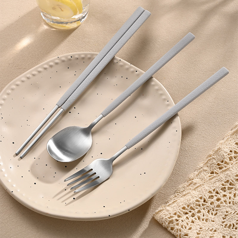 韩国不锈钢勺子筷子叉子食品级硅胶餐具套装家用西餐餐勺餐筷餐叉,淘宝优惠券,粉丝福利购,淘宝优惠卷