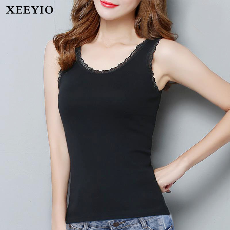 女纯棉外穿夏秋性感蕾丝白色潮内搭 xeeyio吊带/背心/T恤