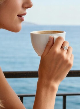 跨境热卖纯银戒指女两克拉鸽子蛋椭圆莫桑石带证书镀金空托活闭口