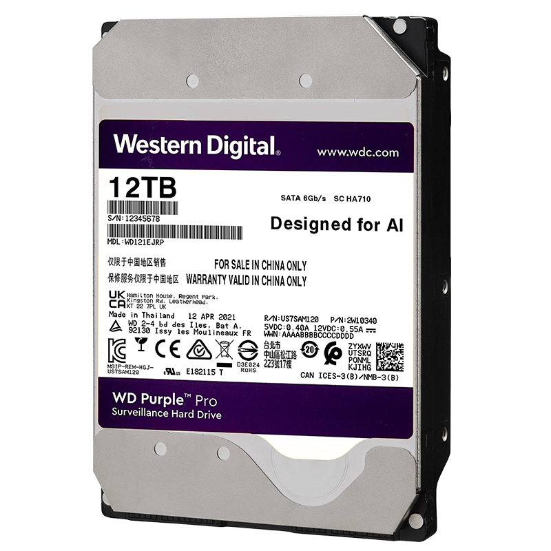 WD/西部数据 WD121EJRP 紫盘 PRO 12TB SATA6Gb/s 256M 监控硬盘 - 图3