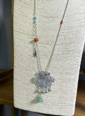 原创设计纯银多宝细链长万能项链