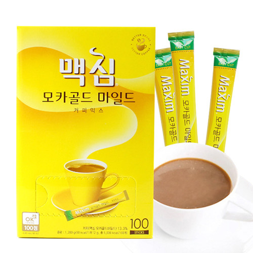 韩国咖啡速溶maxim进口原装黄麦馨咖啡粉三合一摩卡100条装 - 图2