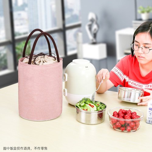 红蝌蚪圆形饭盒袋子饭盒包便当包饭盒提袋便当袋饭袋饭包大码手提 - 图1