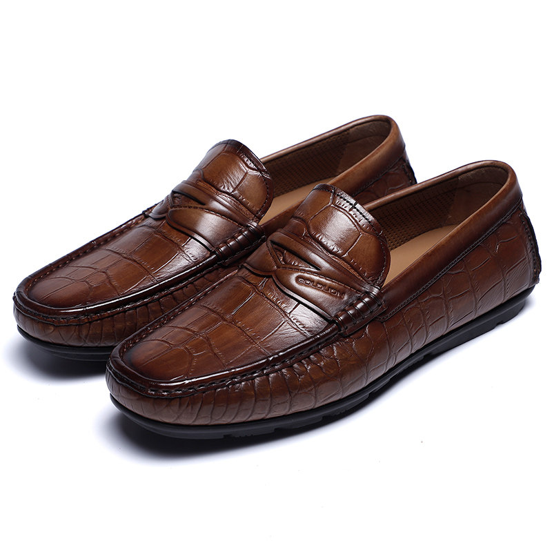 金利来男鞋2025春季新款专柜正品鞋真皮套脚商务休闲皮鞋男豆豆鞋,淘宝优惠券,粉丝福利购,淘宝优惠卷