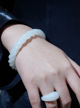 白玉绞丝玉镯｜老祖宗的审美·绞绞绵延不绝｜圈口#55 56