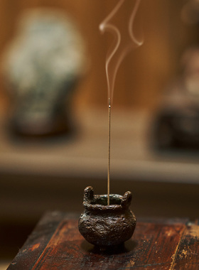 问朴圆墩墩铜香炉家用小号