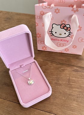 可爱HelloKitty吊坠项链女温柔风百搭锁骨链925银送闺蜜生日礼物