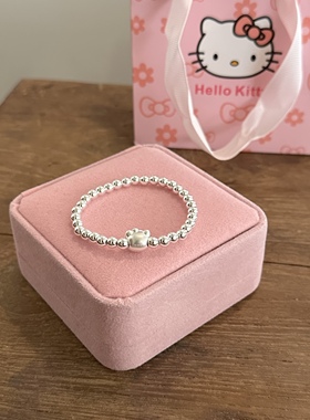 纯银手链女2025新款Kitty猫手串少女心银饰品送女生儿童生日礼物