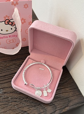 2026新款黄财神吉言纯银999手镯女平安喜乐祥云国风手饰生日礼物