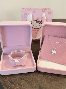 999足银KT猫手镯女可爱卡通KittyS925银项链儿童学生送人生日礼物
