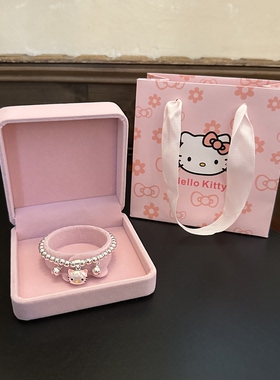 生日礼物足银999圆珠手链女可爱哈喽Kitty银吊坠项链一套儿童大人