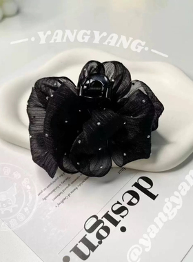 2024款简约气质黑色满天星泡泡纱7cm抓夹发饰