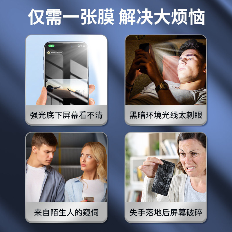 0度 适用于iphone17钢化膜康宁苹果15pro/16pro/17pro防窥膜16/14/12promax抗蓝光护眼屏防爆抗指纹屏保贴膜,淘宝优惠券,粉丝福利购,淘宝优惠卷