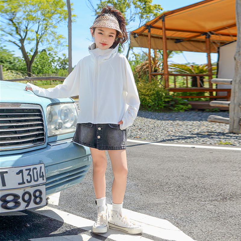 儿童防晒衣女童夏季2024新款防紫外线冰丝薄款透气女孩大童防晒服 - 图0