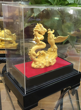 绒沙金摆件龙凤呈祥工艺品家居送朋友闺蜜结婚礼物婚庆礼品厂家