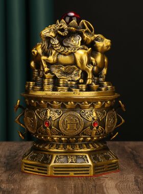 铜器厂家批发黄铜山河局金属工艺品摆件家居财位店铺开业风水摆件