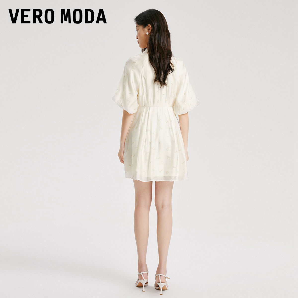 VeroModa连衣裙2023夏季新款时尚优雅灯笼袖