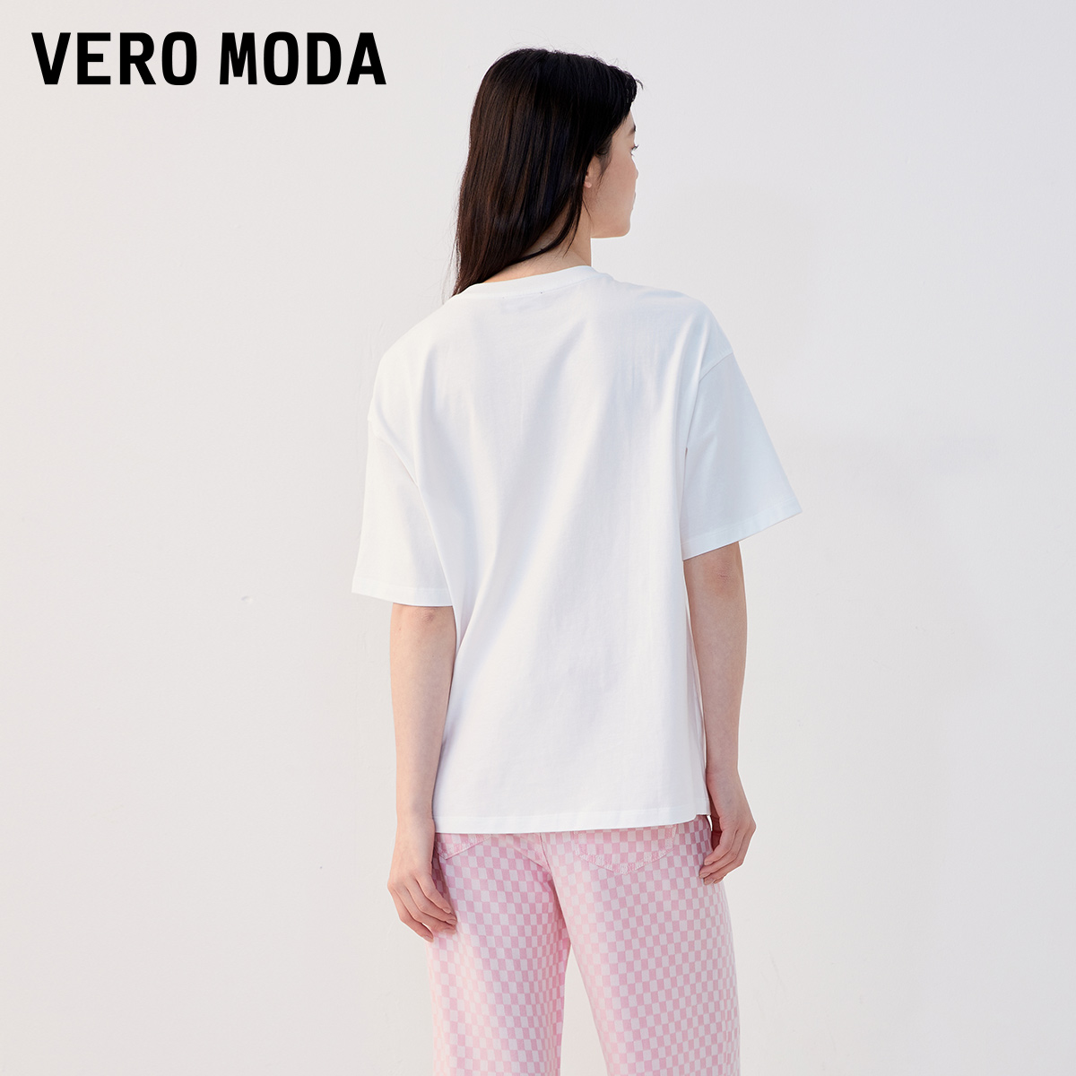 Vero ModaT恤女2023秋冬新款纯棉兔子印花圆领短袖宽松休闲可爱-图2