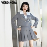 Vero moda, осенний короткий цветной пиджак классического кроя, костюм, мини-юбка, комплект, коллекция 2021, премиум класс