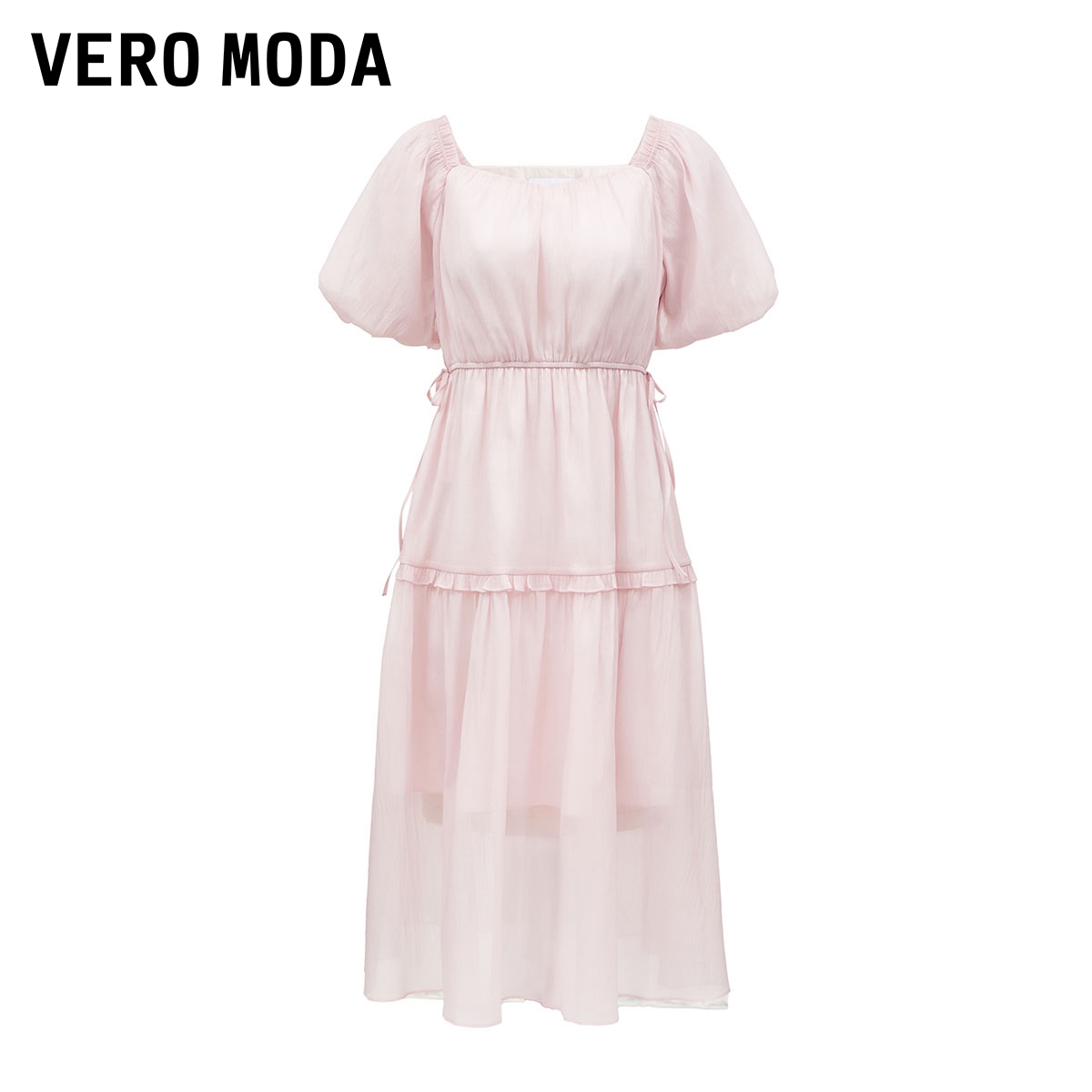 VeroModa连衣裙2023夏季新款时尚方领泡泡袖