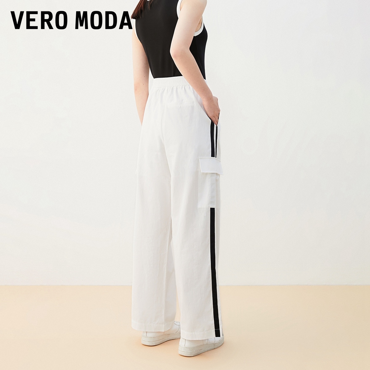 Vero Moda休闲裤女2023秋冬新款纯棉工装宽松休闲直筒百搭显瘦