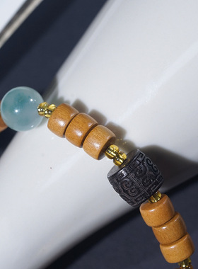 枣木药片珠单圈DIY手链手串佛珠配饰葫芦文玩念珠隔珠木串手饰