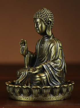 黄铜释迦摩尼释迦佛家居供奉神像阿弥陀佛摆件 天坛佛