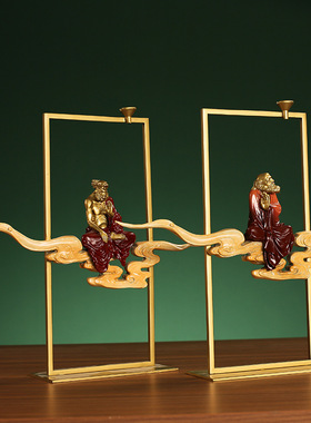 禅意摆件新中式创意达摩黄铜摆件工艺品家居客厅玄关办公室铜装饰