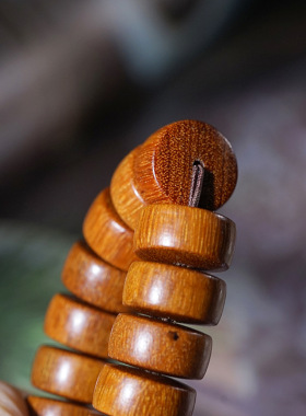 印尼金星紫檀药片珠手串DIY雕刻珠貔貅文玩木串手链木作小件手饰